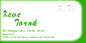 keve torok business card